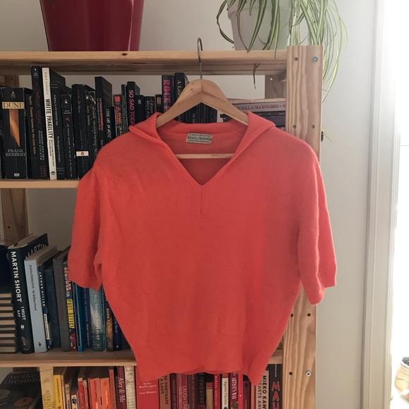 Vintage coral wool short-sleeved sweater - Picture 1 of 6